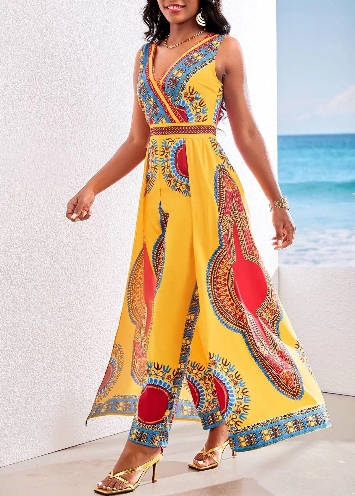 AS | Kombinéza s africkým potiskem ve stylu dashiki