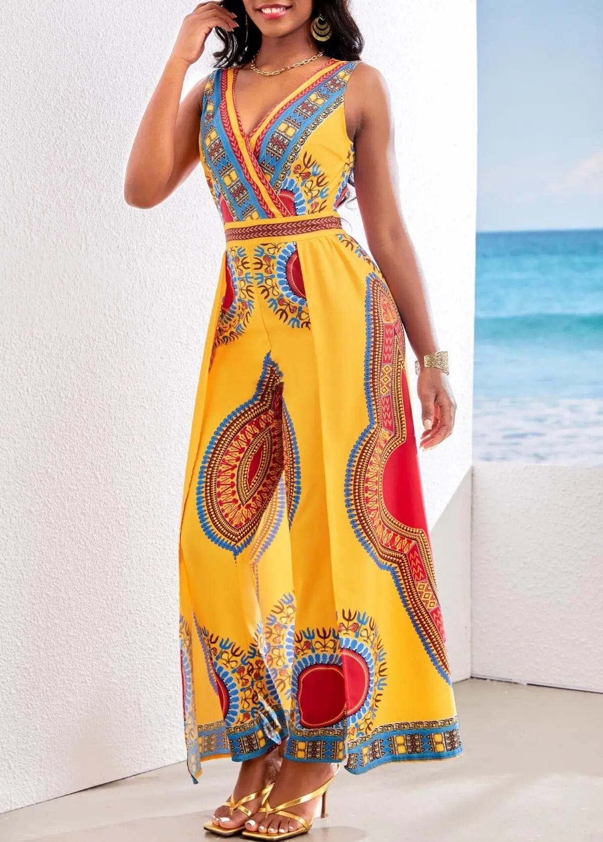 AS | Kombinéza s africkým potiskem ve stylu dashiki