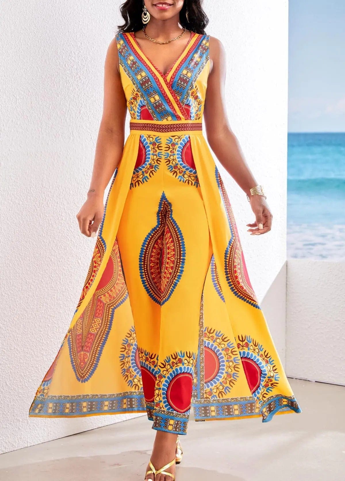 AS | Kombinéza s africkým potiskem ve stylu dashiki