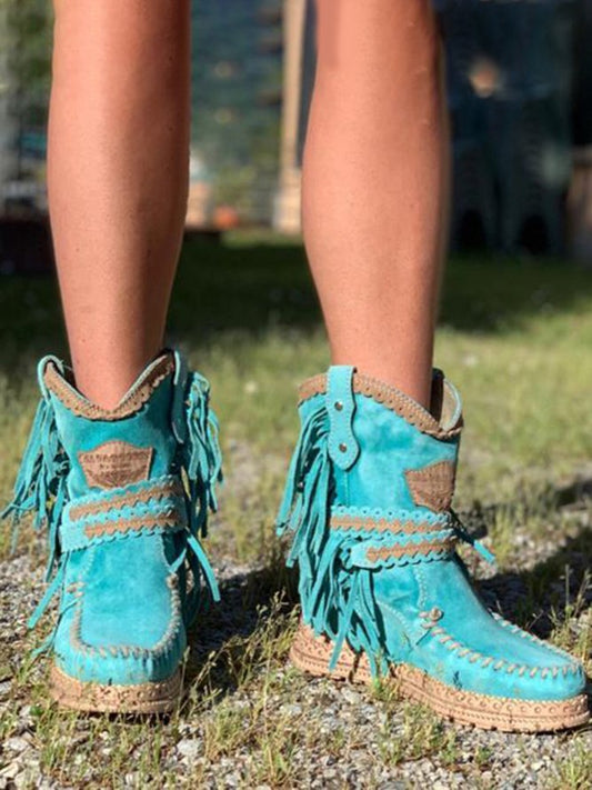 AS | Boho westernové boty s třásněmi