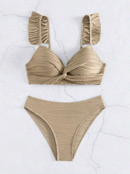 AS | Dámské jednobarevné bikiny s volánky ve 2 barvách S-XL