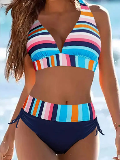 AS | Barevné pruhované bikiny se šňůrkou na zavazování