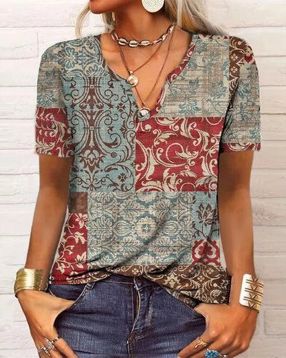 AS | Top s dlouhými rukávy a boho patchworkovým potiskem